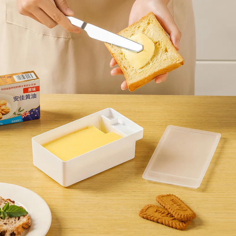 1 PC จานเนยพร้อมฝาครอบเนยสดกล่องเครื่องตัดเครื่องตัดเคาน์เตอร์กล่องเนยสําหรับ Home ชีสกล่องเก็บ