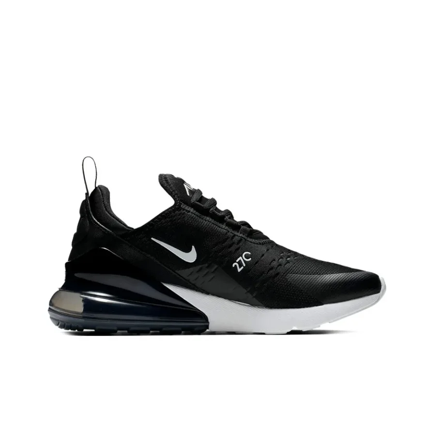 Nike Black and White Colorway Air Max 270 Men's and Women's Fashion Low Top Casual Running Shoes Comfortable Shock Absorption