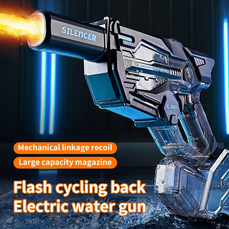 Cross-Border Hot-Selling Ice Burst Light-Up Electric Water Gun, Large-Capacity Continuous Firing Reloading Module Rechargeable W
