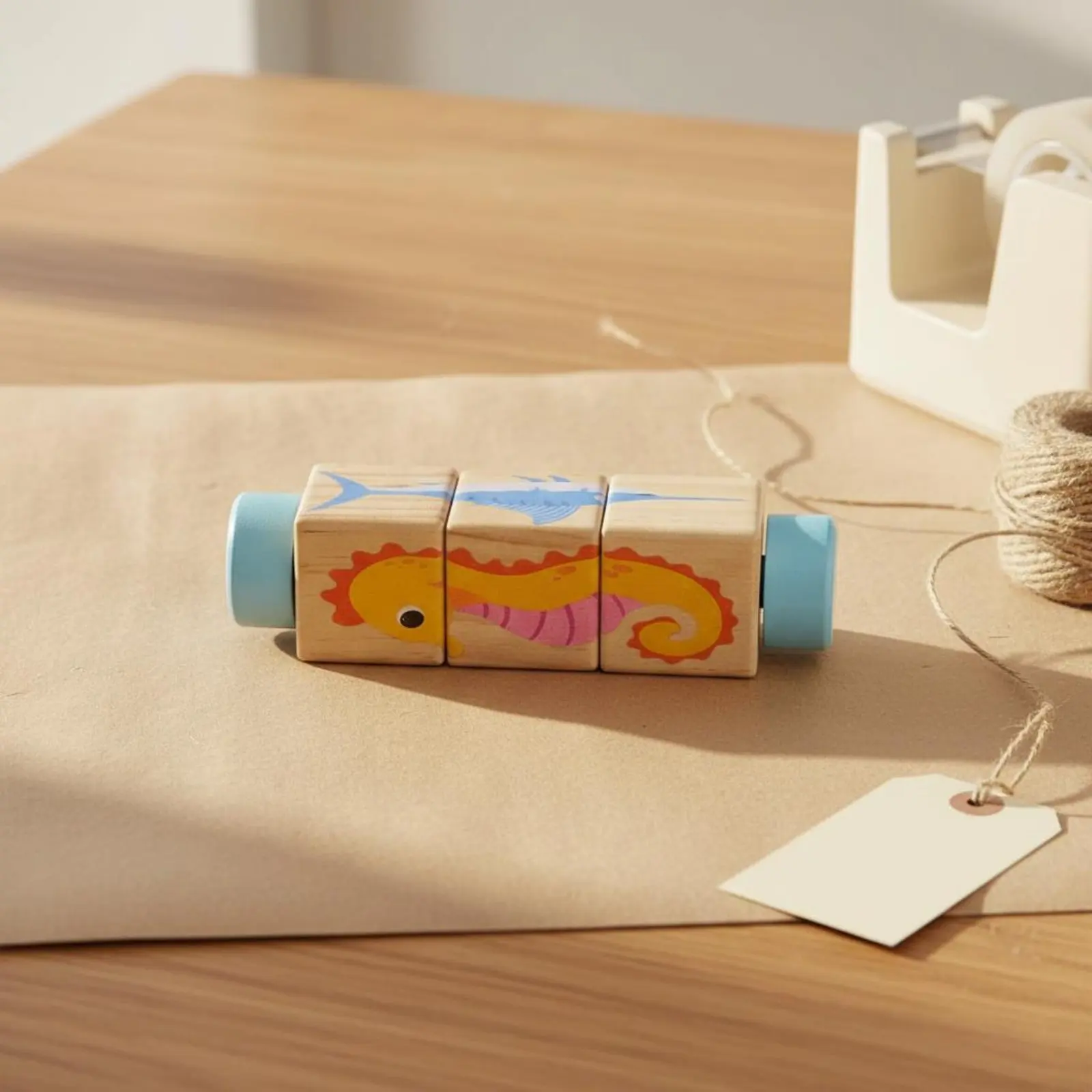 Wooden Creature Brain Teaser Blocks Educational Wooden Creature Brain Teaser Cylindrical Picture Blocks Self-Directed Learning