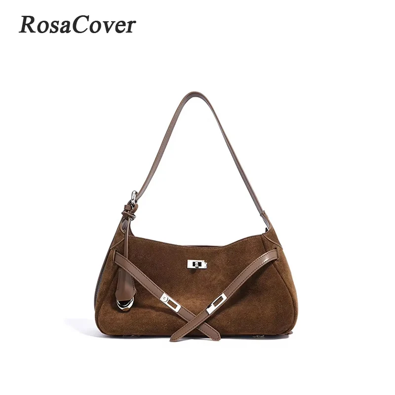 2025 Rectangular Bags High Quality Underarm Shoulder Bag Women's Suede Leather Women's Fashion Bags Small Half Moon Handbags