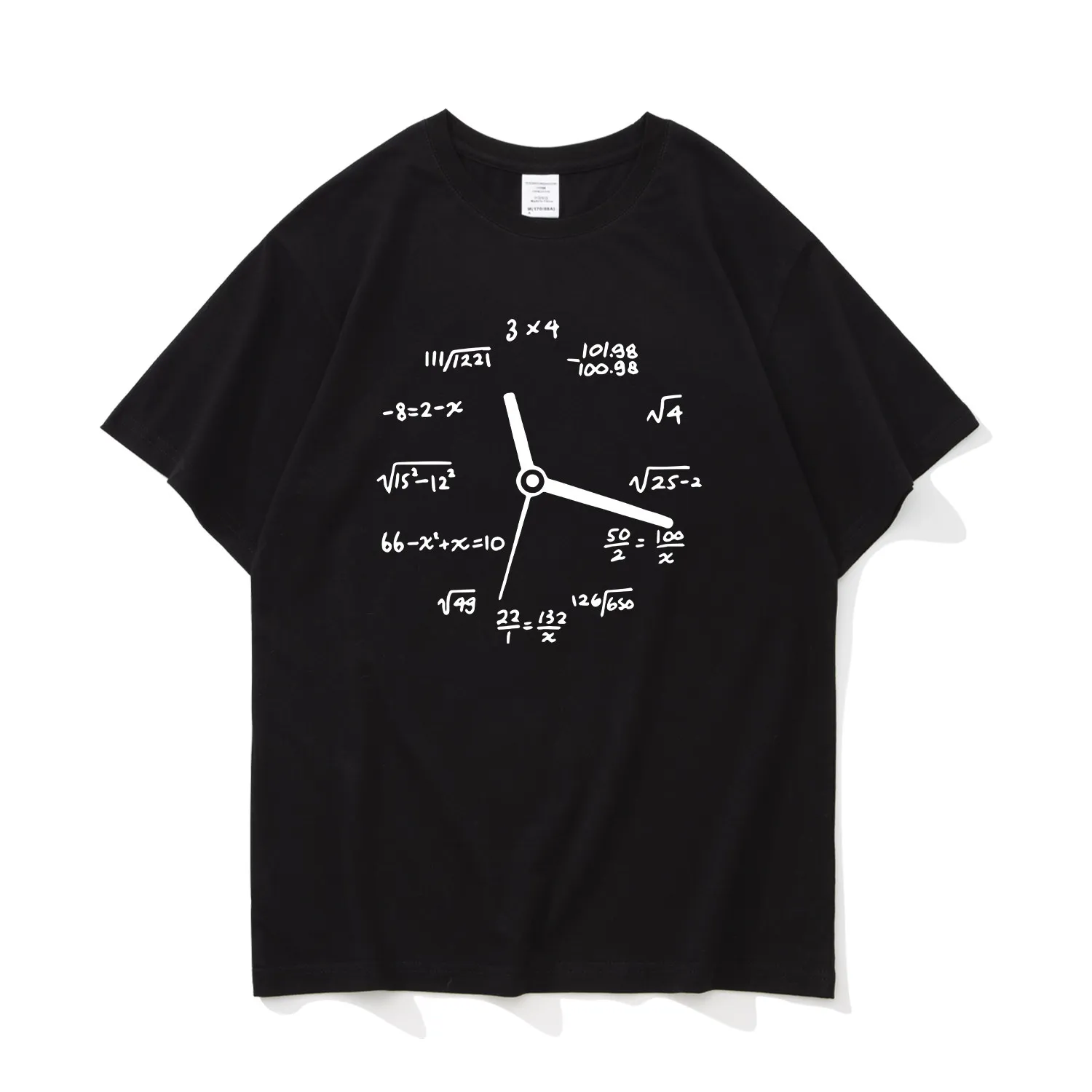 Men's T-shirt 100% Cotton Casual Funny Math Clock Print Summer Loose O-neck T Shirt for Men Short Sleeve T-shirt Male Tops