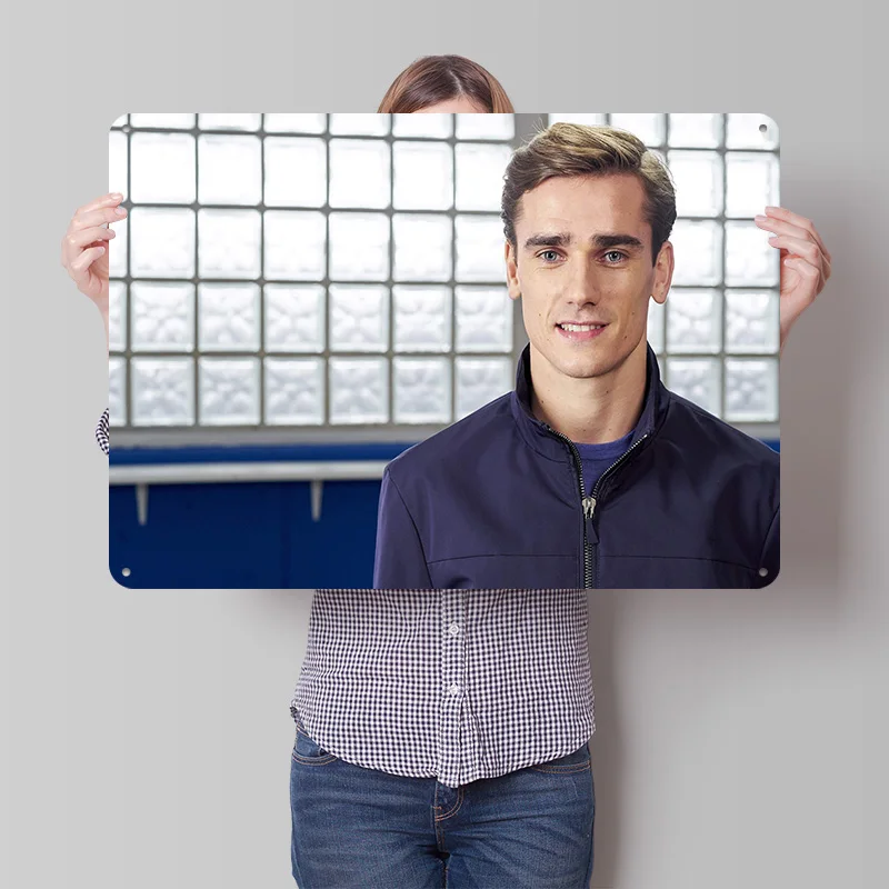 Antoine Griezmann Football Poster Customized Vintage Metal Signs Wall Art Retro Tin Plaque for Soccer Fans Aesthetic Decoration