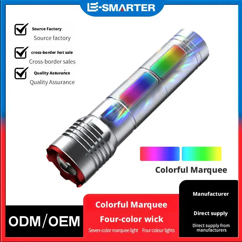 

Strong Light Led Flashlight Rechargeable Outdoor Emergency Super Bright Flashlight Patrol Super Large Capacity