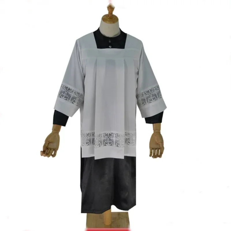 2PCS Altar Server Kids Inner Robe Surplice Lace Cottas Church Clergy Altar Boy Girl Costume Priest Liturgical Vestment