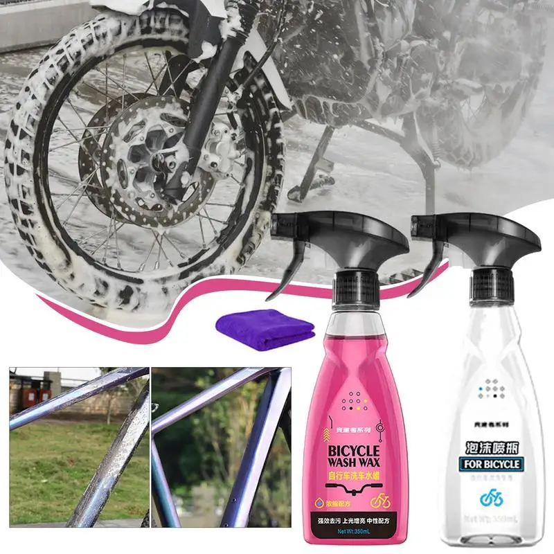 Bikes Cleaner 350ml Rust-Proof Biking Wash Wax Car Wash Foam Bicycles Car Wash Spray Bicycles Washing Liquid for Cycling