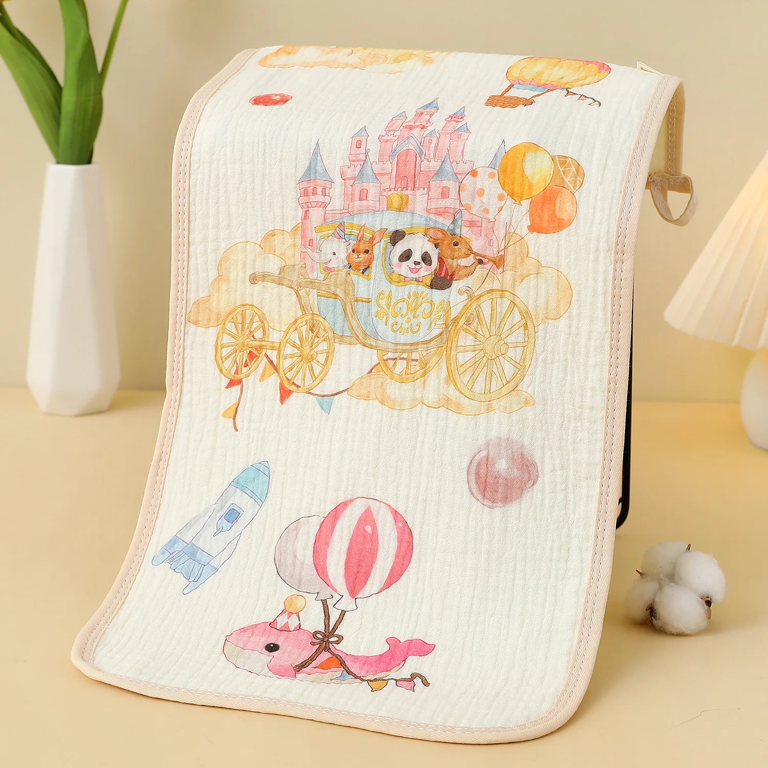 Asciugamano per bambini Asciugamano per il viso stampato a quattro strati di garza Cartone animato Piccolo fazzoletto per il lavaggio del viso del bambino Asciugamano quadrato piccolo