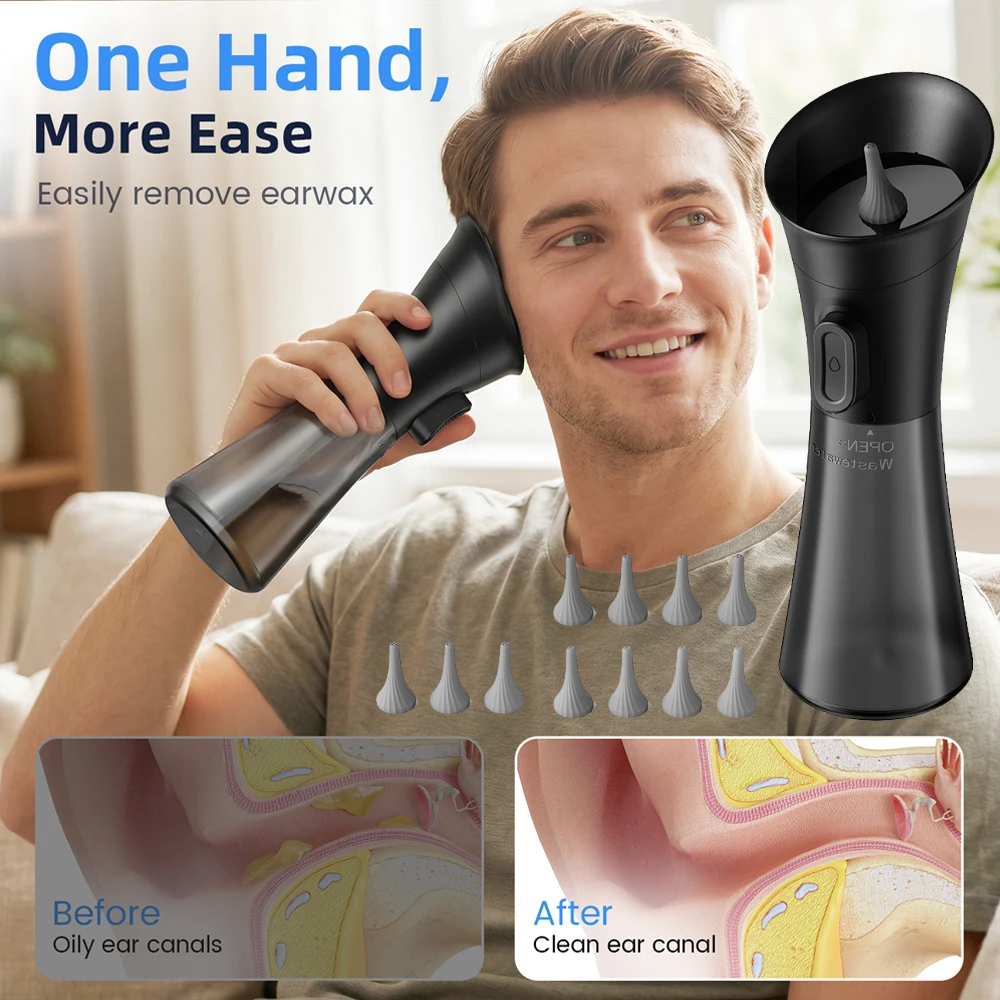 Upgraded Ear Wax Removal with Waste Water Tank Safety Ear Cleaner with Water Temperature Sensor Effective Ear Irrigation Kit