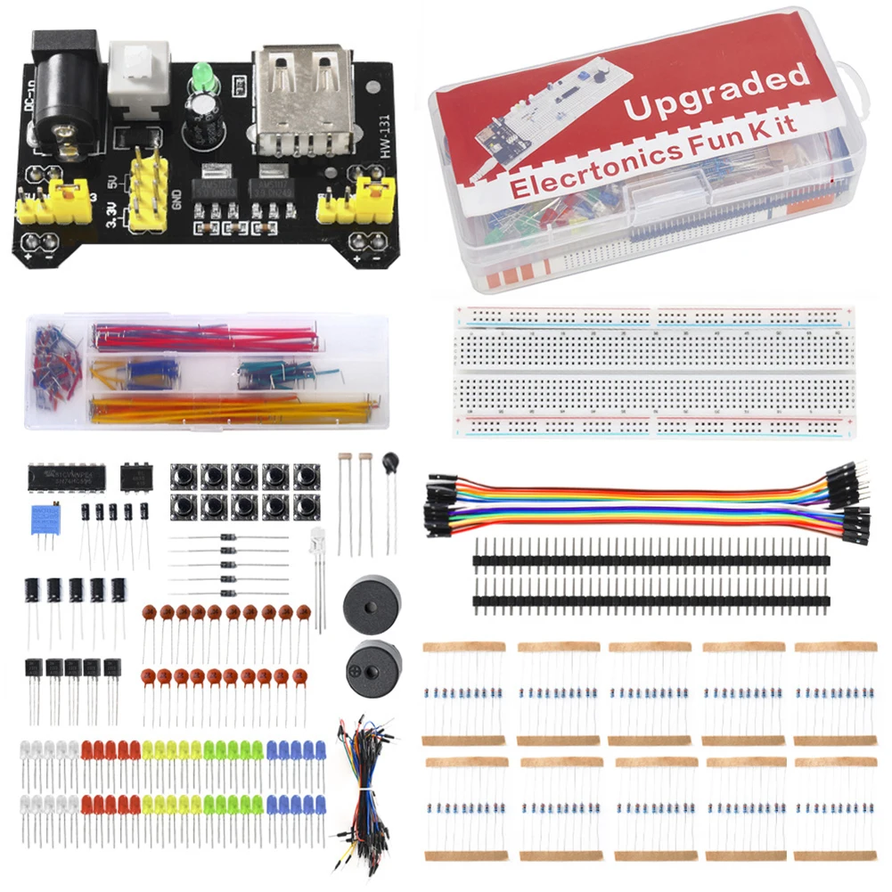 ブレッドボードスターターキット 830ポイント、電源付き、ジ - Breadboard Jumper Wires Power Supply Kit のレビューと価格