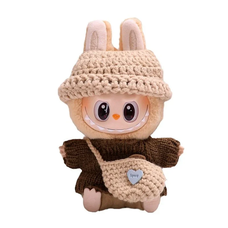 15-17 سنتيمتر الملابس ل Labubu 1 مجموعة Labubu بذلة مع حقيبة كتف 17 سنتيمتر ملابس دمى صغيرة اكسسوارات