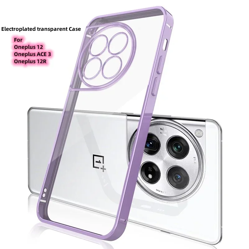 Мягкий силиконовый прозрачный противоударный чехол для Oneplus 13R 12R для One Plus Ace 5 Pro с гальваническим покрытием, задняя крышка из ТПУ