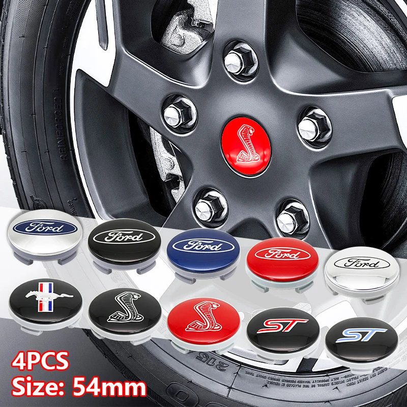 A Set of 4 54MM Car Wheel Rims Center Hub Caps For Ford Focus ST Mk2 Mk3 Fiesta Ranger Mondeo Mk4 S-MAX Kuga Mustang Escort