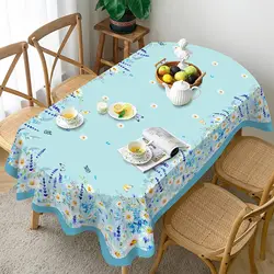 Daisy Tafelkleed Blauw Bloemen Rechthoek Tafelkleed Lente Zomer Waterdicht Duurzaam Tafelkleed voor Keukentafel Outdoor Picknick