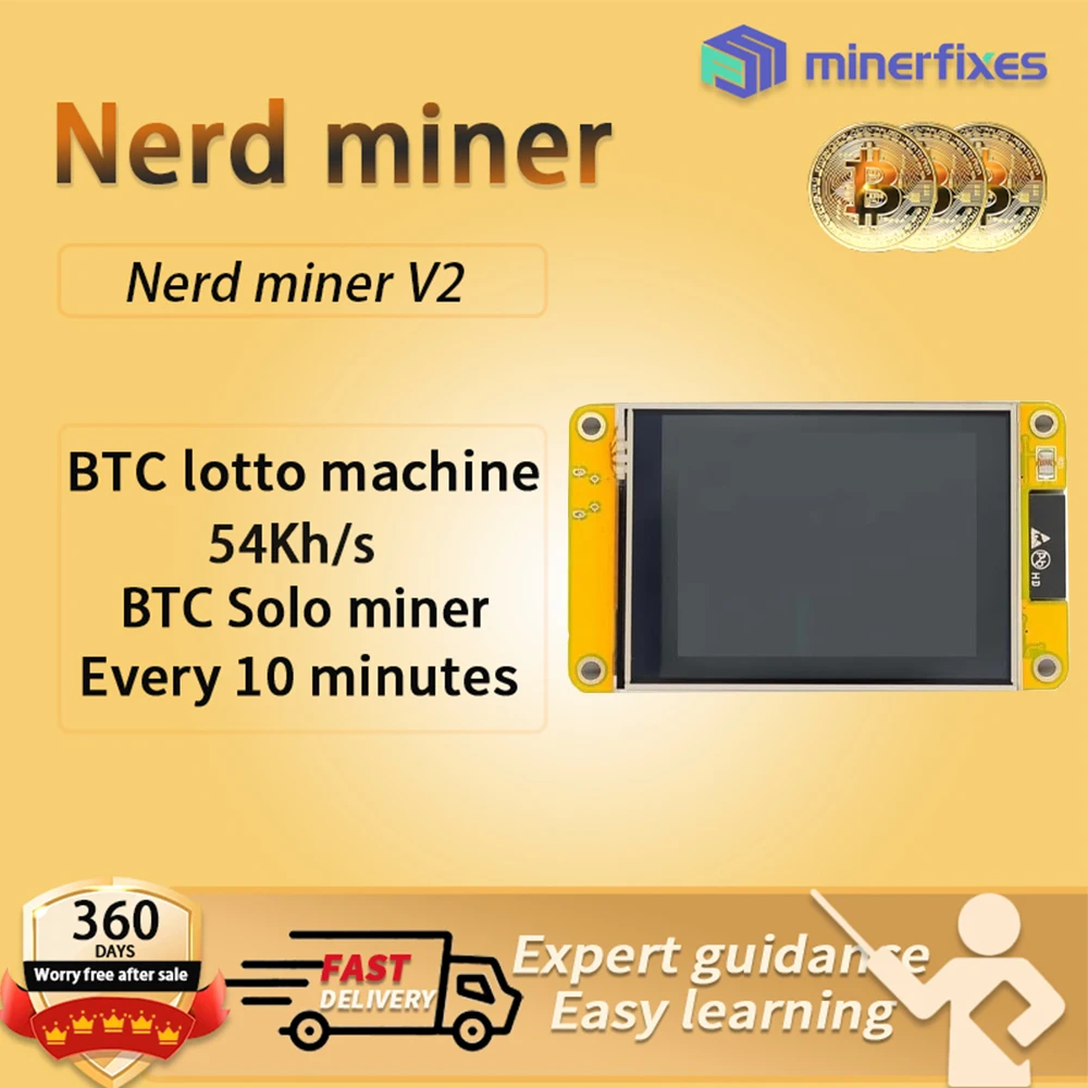 

New Bitcoin Miner nerdminer V2 2.8 inches btc miners 52kH/S BTC BCH DGB solo miner Firmware Nerdminer LCD Display