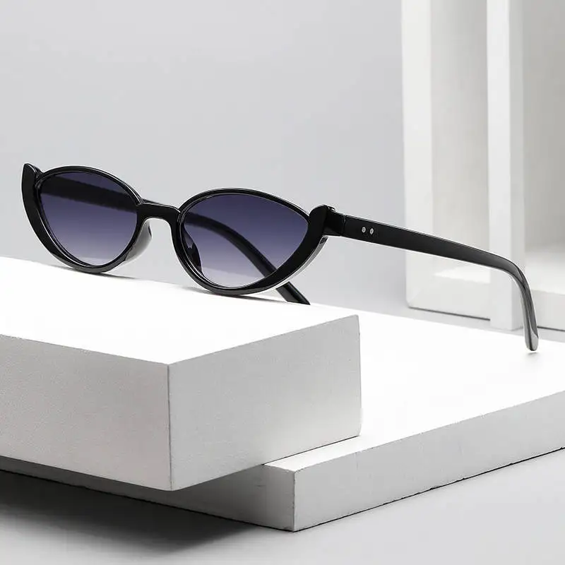 2 stücke Vintage Cat Eye Sonnenbrille Halb-rahmen Shades Goggle Sonnenbrille Mode Marke Design UV400 Brillen Zubehör für Frauen