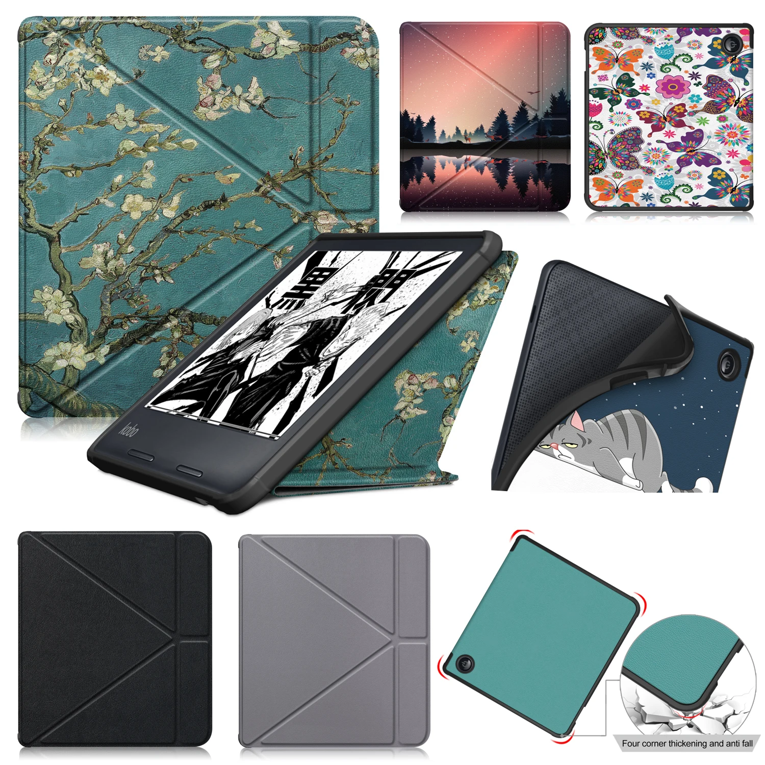 For Kobo Libra Colour 2024 7 inch N428 Origami PU Leather Case 