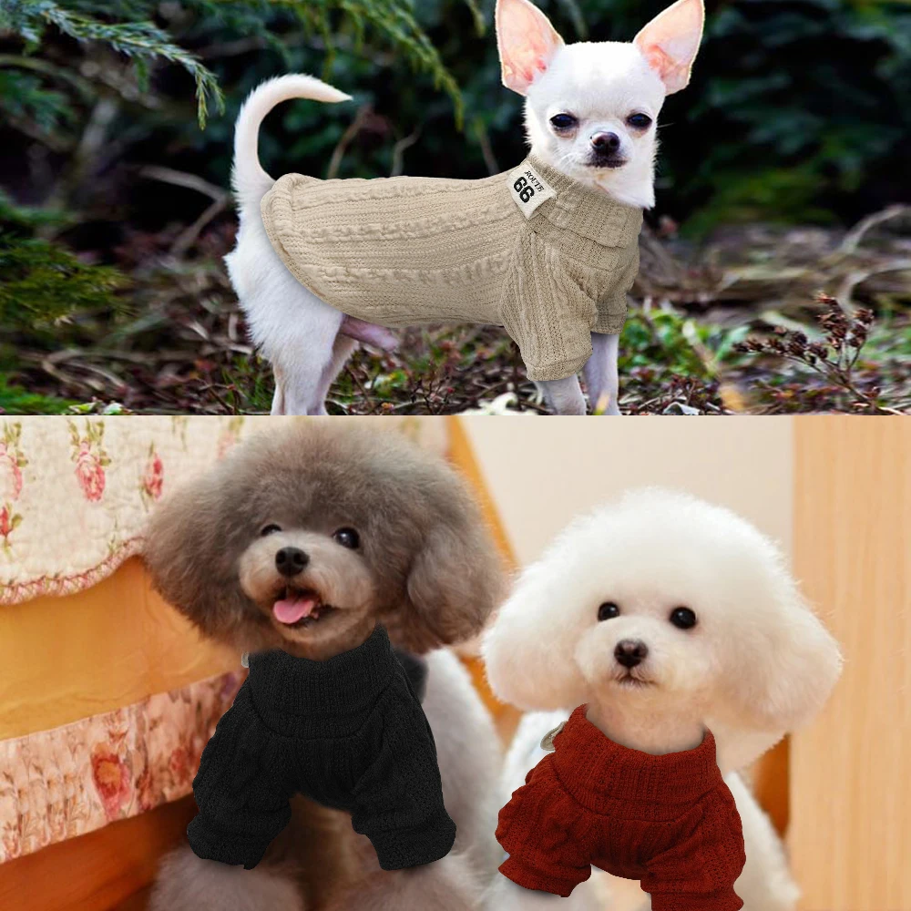 Dog Sweater Winter Dogs Sportswear Cat Clothes Pets Clothing Knitwear Warm Coat for Small Medium Cats Dogs Orange Black Grey