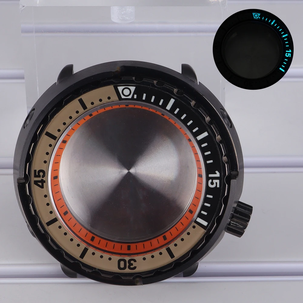 20atm-47mm-gun-color-men's-diver-watch-case-luminous-bezel-sapphire-glass-for-nh35-nh36-nh38-4r36-movement-tuna-cann-watch-mod