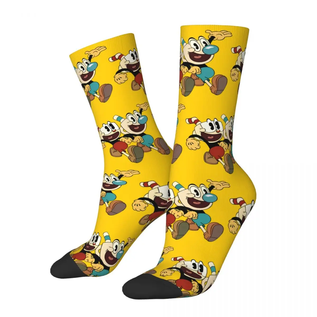 Cuphead And Mugman Socks Men Women Polyester Casual Socks Hip Hop Spring Summer Autumn Winter Middle Tube Socks Gift