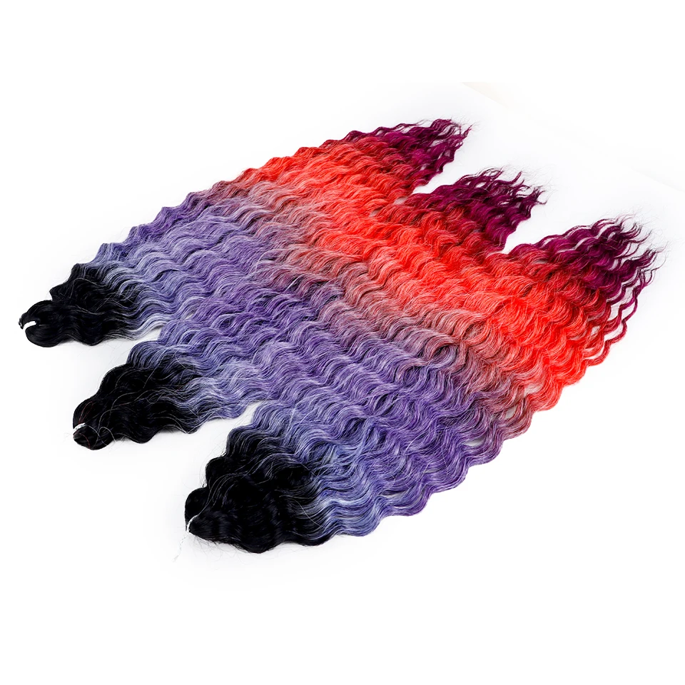 ファッションアイドル 22インチ アリエルカールヘア ウォーターウェーブ ツイストクロシェヘア 合成ブレードヘア オンブレレインボー ブレイディングヘアエクステンション