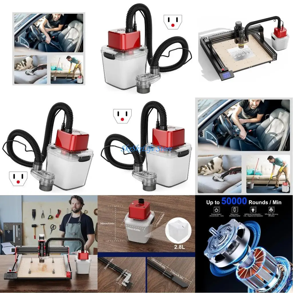 

E65E Фрезерные станки Пылесос 2,8 л Мешок большой емкости 6000 Па Промышленное всасывание