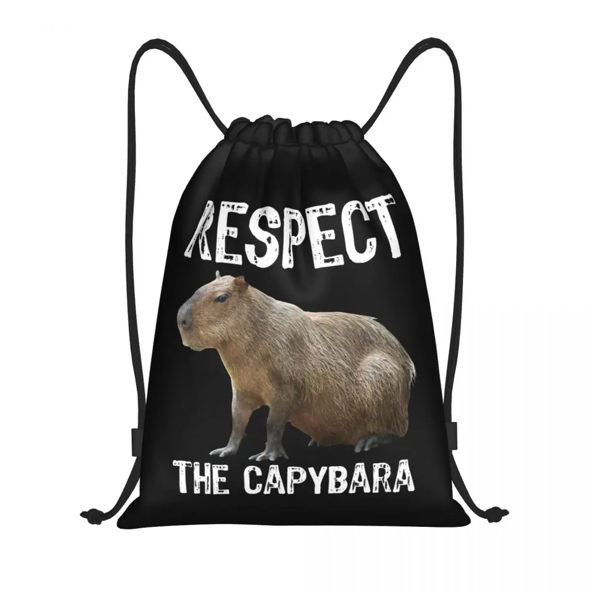 Custom Respect The Capybara Drawstring Backpack Women Men Gym Sport Sackpack Foldable Funny Rodent Shopping Bag Sack