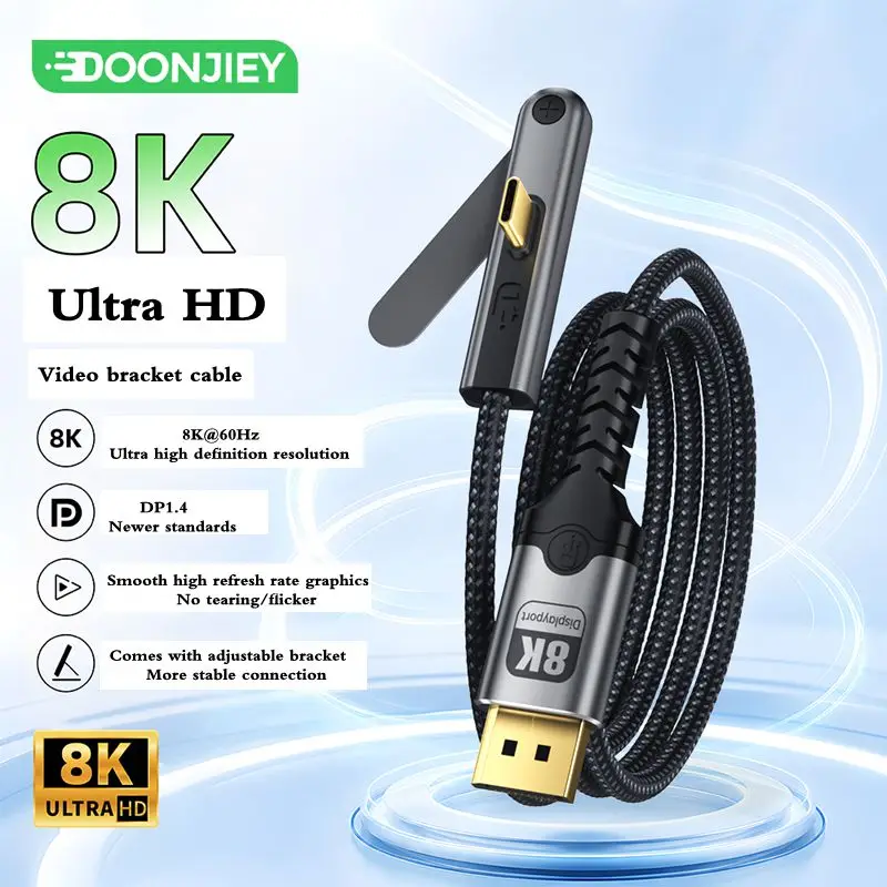 Type-C to DP 1.4 High-Definition Video Cable With C-Port and Foldable Bracket 8K@60Hz Computer Screen Mirroring Converter