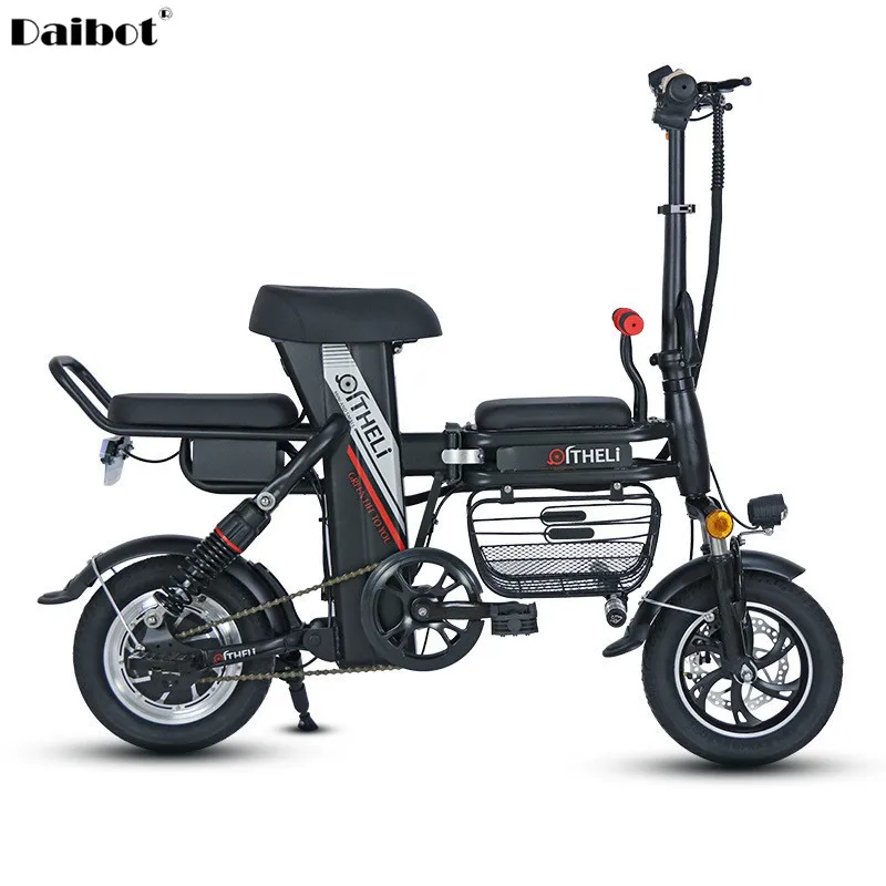 Foldable Parent-child Electric Scooter Adults 2 Wheels Mobility Scooter 350W 30AH 80KM Electric Bicycle With Three Seats/Basket