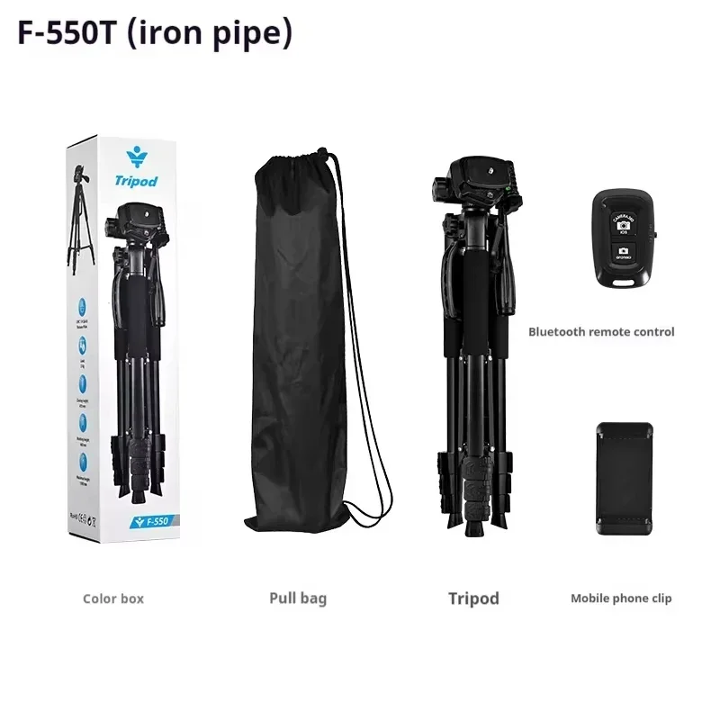 Tripod ponsel profesional, dudukan ponsel F550T dengan lampu Remote untuk kamera ponsel dan lampu memancing malam