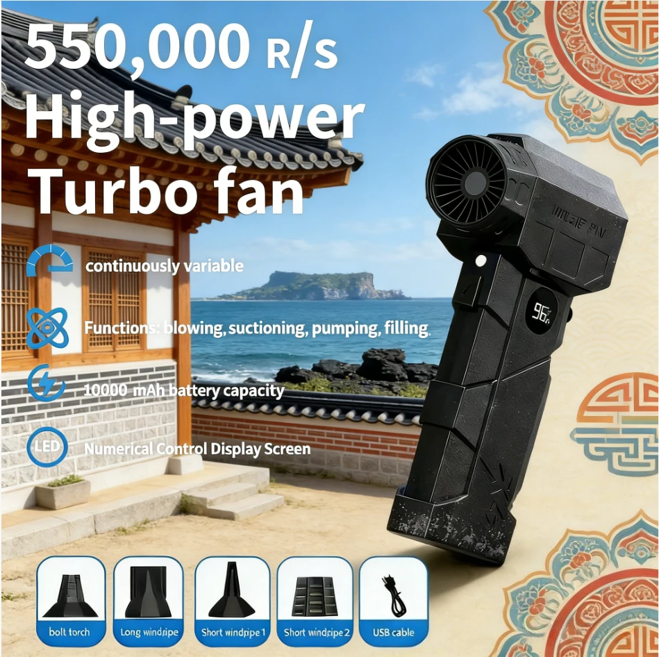 

X5 MAX Турбоструйный вентилятор 550000 об/мин Двигатель Турбовентилятор Мощный вентилятор Бесщеточный вентилятор Скорость 75 м/с 10000 мАч Сильная сила ветра