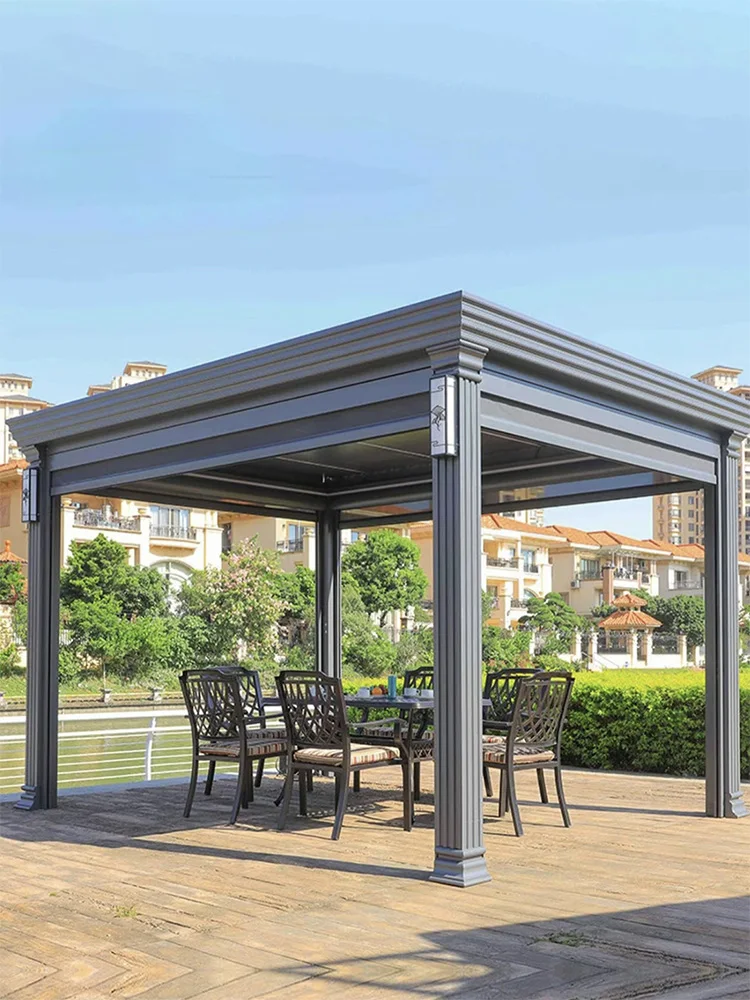 

Outdoor pavilion, courtyard, aluminum alloy, electric European style pavilion, villa, garden roof, modern sunshade and pergola