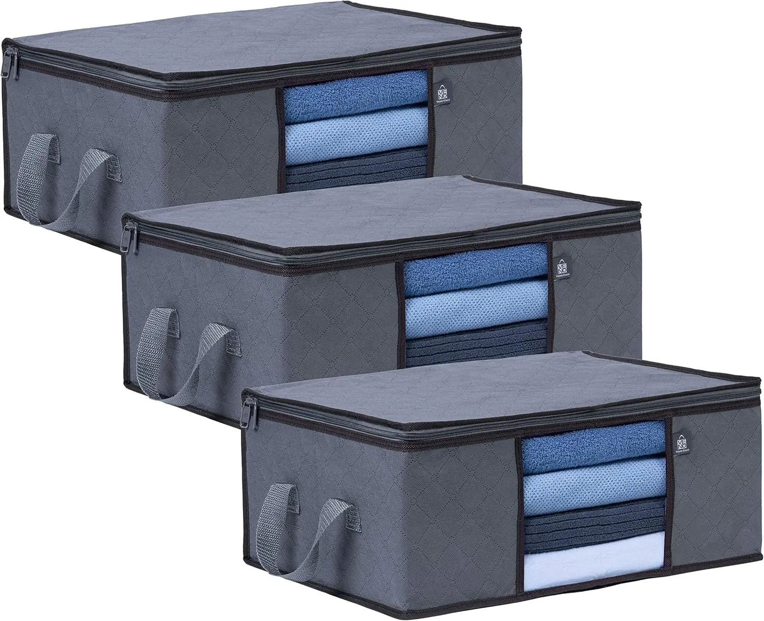 

Набор из 3 средних сумок для хранения с усиленными ручками, толстые складные контейнеры для одеял, постельного белья, многоразовые, объемом 9,5 галлонов