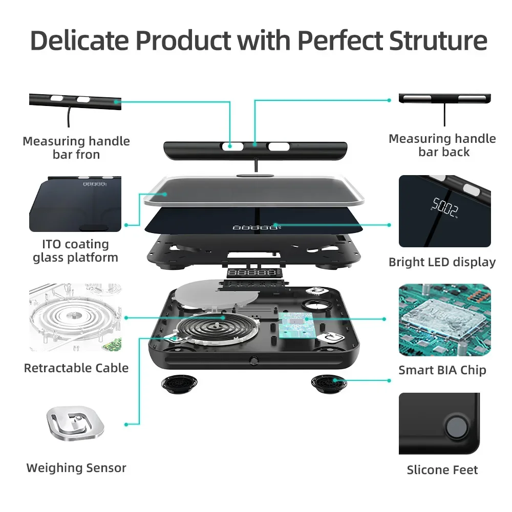 

Professional eight-electrode intelligent body fat scale, multi-functional body fat monitor, precision scale for home gym