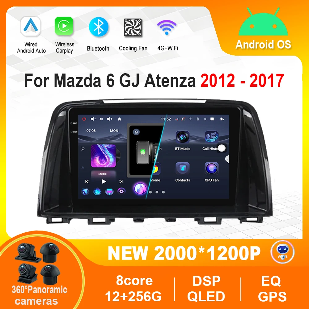 

GPS Navigation Android Auto Car Video Multimedia Player for Mazda 6 GJ Atenza 2012 - 2017 GPS Navigation Bluetooth 4G WiFi