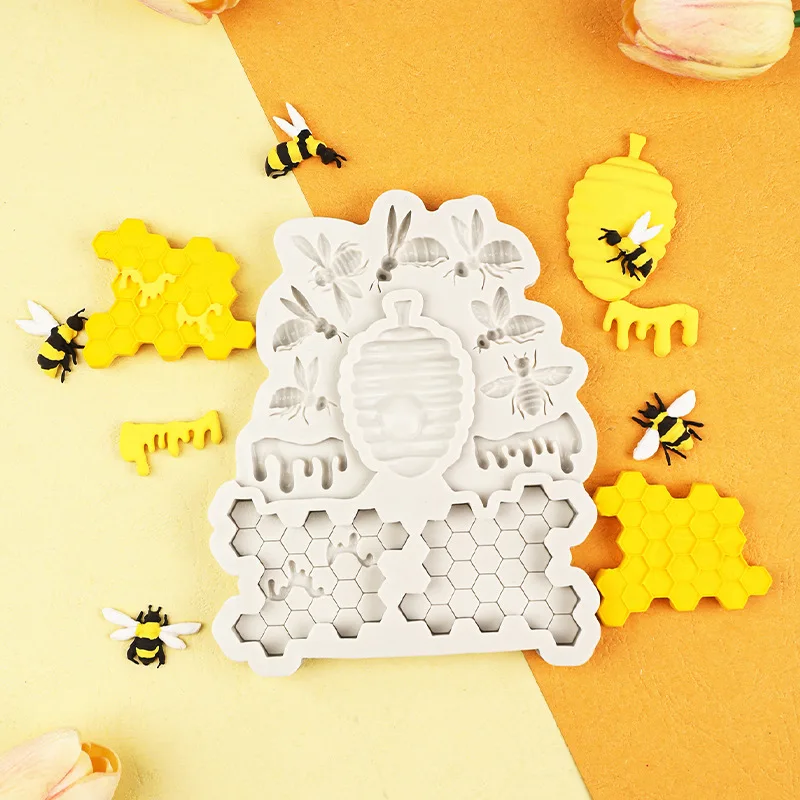 Little Bee Honeycomb Silicone Mould Honeycomb Shaping Chocolate Fondant Cake Decoration Mold 17-828