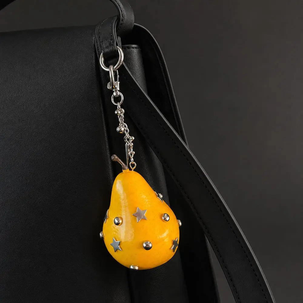 New Y2K Style Fruit Bag Charm Studded Accents Gothic Style Fruit Pendant Keyring Star Accents Fruit Keychain Backpack Decoration