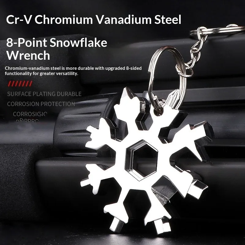 Snowflake Multi Tool Portable Hex Wrench High Carbon Steel Outdoor Camping Repair Hand Tool Key Ring Hardware Tool