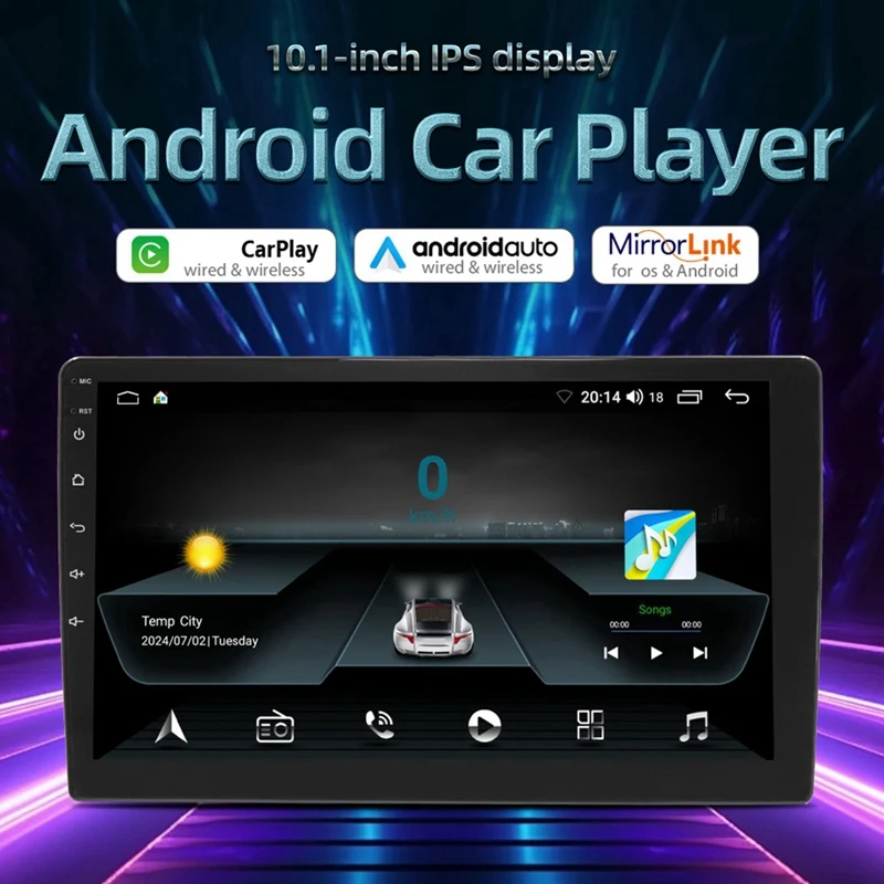 Car 10.1 Inch Bluetooth Portable Screen GPS Navigation Display Wireless Carplay Android Auto MP5 Player 2+64G