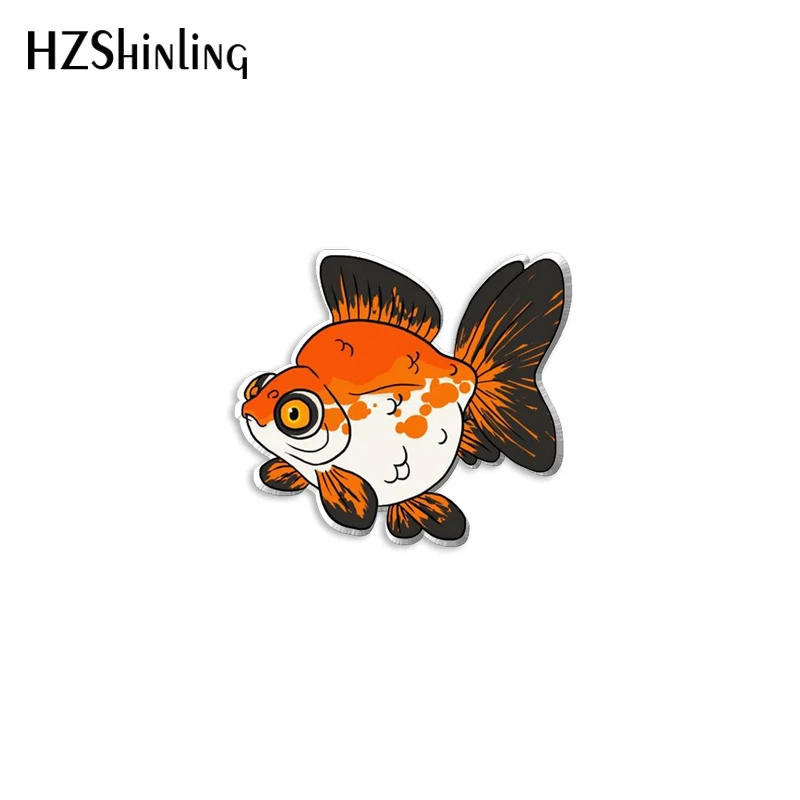 2023 New Goldfish Acrylic Lapel Pin Cute Fish Art Epoxy Butterfly Clasp Pin Handmade Butterfly Brooch