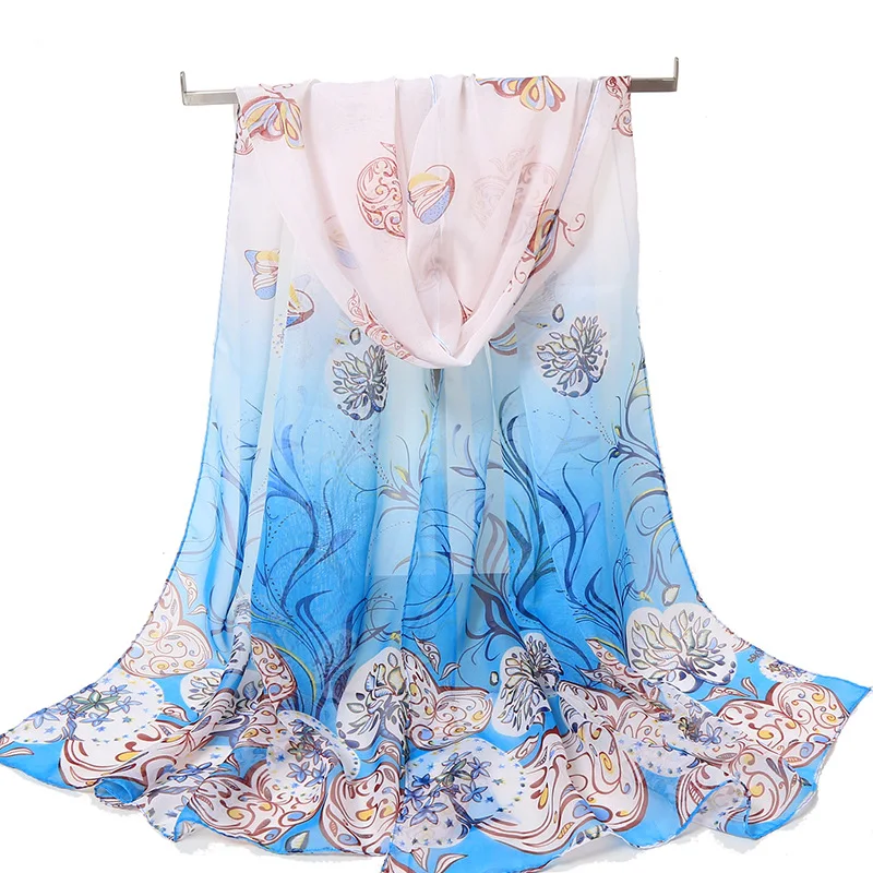 Verão lenço de proteção solar xale caju impressão chiffon feminino cachecol seaside viagem cape foulard senhoras lenço