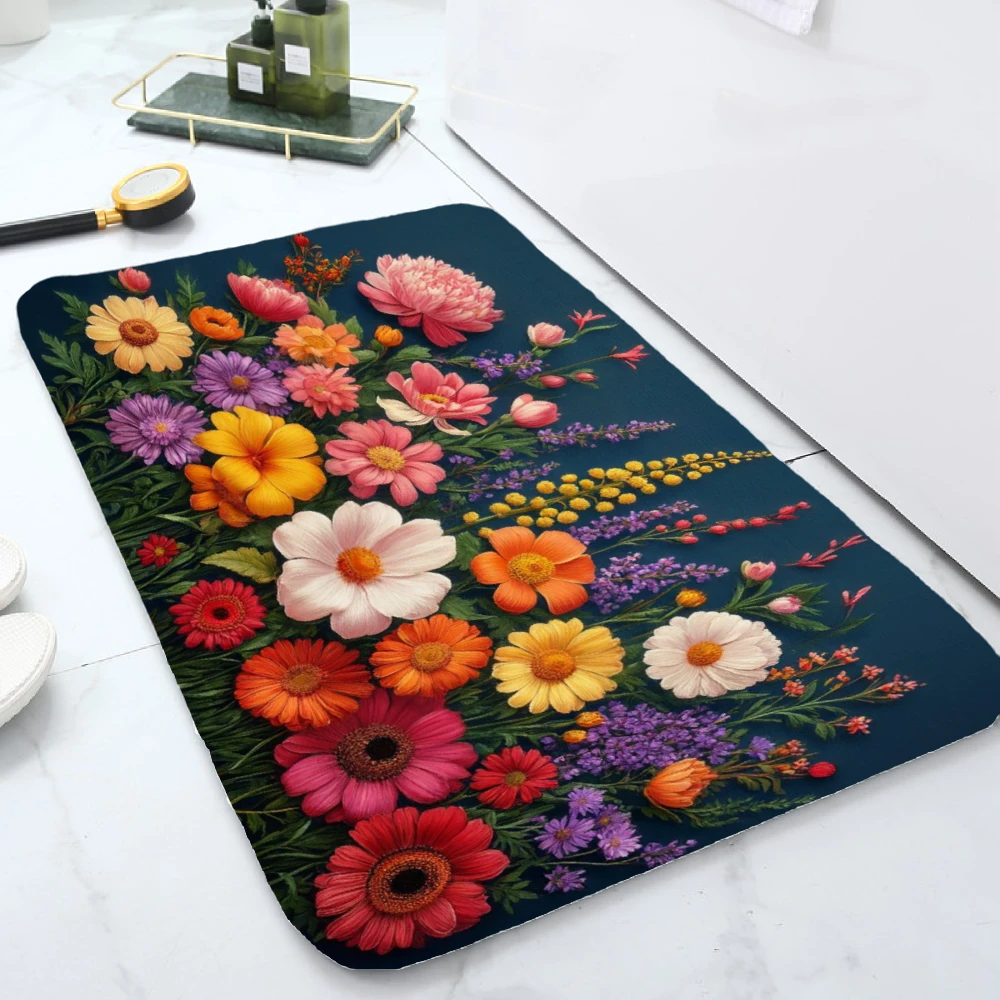 

VIKAMA цветок свежий бабочка диатомитовый напольный коврик Нескользящий устойчивый к пятнам кухонный ковер для ванной комнаты украшение дома