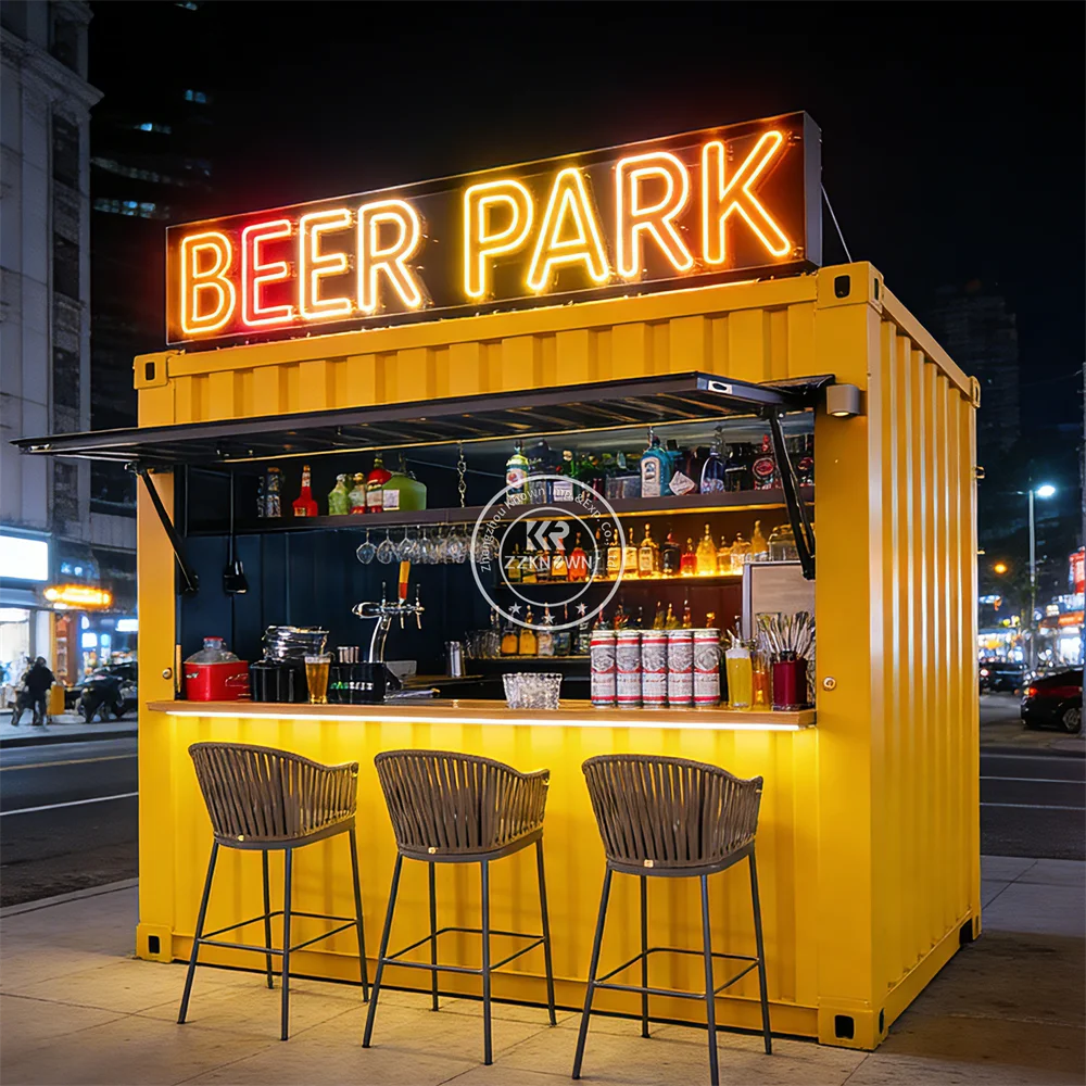 Compact Portable Outdoor Bar Beverage Coffee Dessert Bar Container Restaurant Outdoor Mobile Container Bar With Kitchen