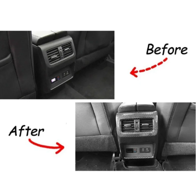 For Nissan X Trail T33 Rogue 2021-2023 ABS Carbon Car Rear seat air conditioner air outlet trim frame interior accessories