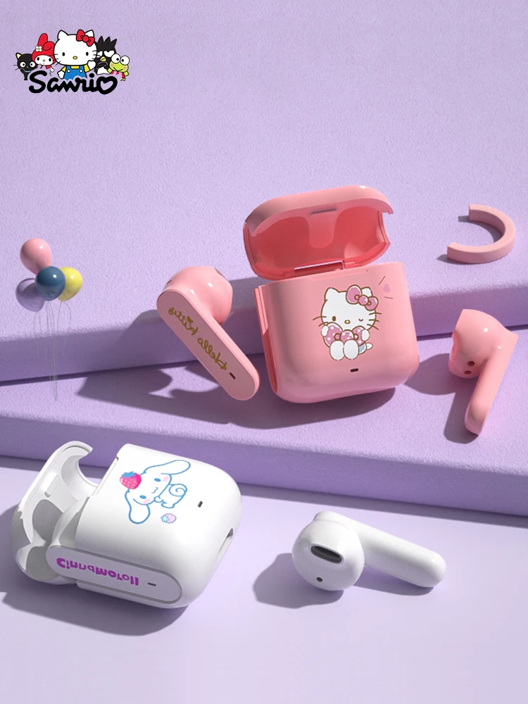 Sanrio Hello Kitty Bluetooth Earphones Cinnamoroll TWS Wireless Headset Sport Noise Reduction Music Headphones Woman Girls Gifts