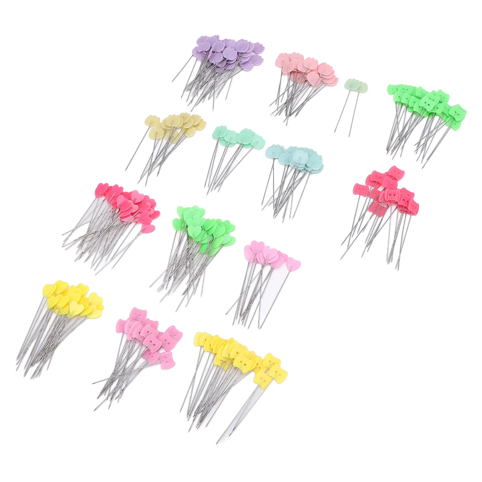 Flat Head Straight Pins Set Versatile Sewing Pin Set Portable Cute Pattern Easy Grip Stainless Steel for Craft Projects