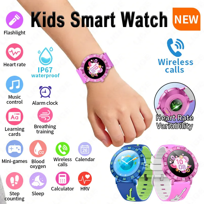 

Kids Smart Watch Alarm Clock Exercise Learning Cards Sleep Heart Rate Monitoring Music Games Story Flashlight Children's Watch