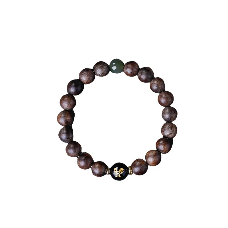 Nine Points Sinking Agarwood Bracelet for Men Chinese Zodiac Hetian Jade Fortune Bead Bracelet for Birth Year Gifts view 5
