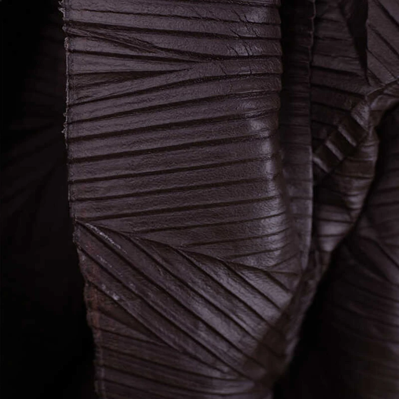 Deep Coffee Color Thin Fabric Organ Louver Pleated Texture Irregular Arrangement Three-dimensional Creative Fashion Show Fabric