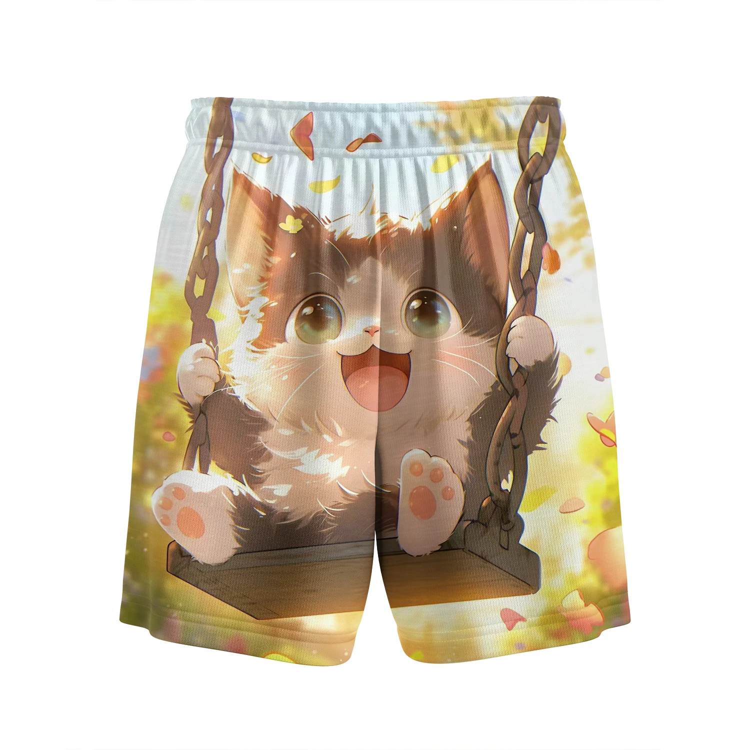 Summer Girls Cool Loose Shorts Trendy Swing Cat 3d Printing Customized Kids Clothes High Quality Pants Children 4-14 Years Old