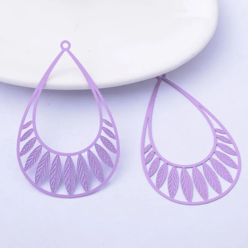 30pcs AB6153 24*40mm Painted Brass Big Water Drop Light purple Charms DIY Jewelry  Earring Findings